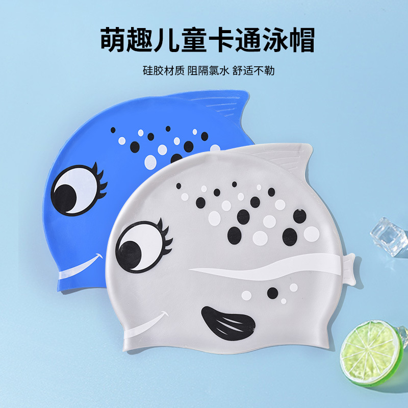 1PC Cute Cartoon Fish Print Si - đánh giá và giá Swim Cap Silicone