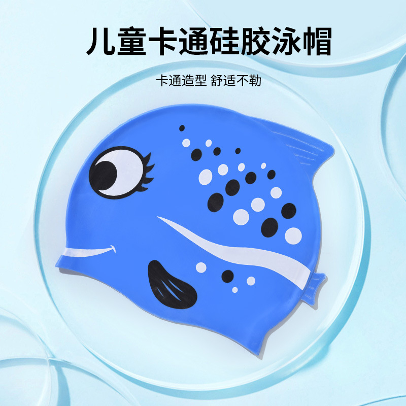 1PC Cute Cartoon Fish Print Si - đánh giá và giá Swim Cap Silicone
